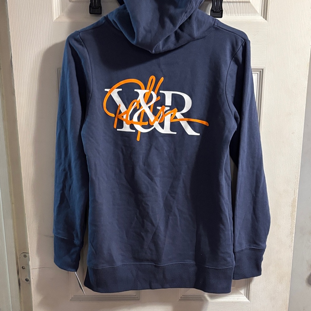 Women's Navy Hoodie with Orange Accents